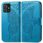 GBWQPLJV Moda Kelebek Çizilmeye Dayanıklı Telefon Kılıfı ZTE Blade A73 BladeA73 4G 5G Telefon Kılıfı Çok İşlevli Kapaklı Kart Yuvası Cüzdan Klipsli Muhafaza (Mavi, Bıçak A73 4G)