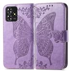 GBWQPLJV Moda Kelebek Çizilmeye Dayanıklı Telefon Kılıfı ZTE Blade A73 BladeA73 4G 5G Telefon Kılıfı Çok İşlevli Kapaklı Kart Yuvası Cüzdan Klipsli Muhafaza (Mor, Bıçak A73 4G)
