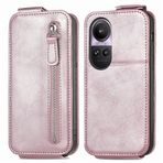 GBWQPLJV Oppo Reno10 Pro Reno10Pro CPH2525 ile Uyumlu Çok İşlevli Manyetik Kapaklı Telefon Kılıfı Lüks Kart Yuvası Araba Braketi Telefon Kılıfı (Gül Altın, Reno10 Pro)
