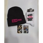 GC GÖKHAN CLUB Blackpink Bere Çorap Sticker Kombin - Standart - Siyah - Beyaz