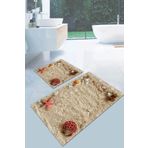 G&C HOME Dijital Baskılı Su Emici Deniz Kum Desenli İkili Banyo Paspası (40/60cm -60x100cm)