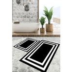 G&C HOME Dijital Baskılı Su Emici Gri Tonlu İkili Banyo Paspası (40/60cm -60x100cm)