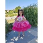 GÇ Kids Kız Çocuk Barbie Pembe Omuzları Çiçekli Elbise - 6 Yaş