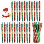Gcffom 24 adet Noel tükenmez kalem, 0,5 mm baskılı Noel tükenmez kalem, Noel, çok renkli tükenmez kalem, öğrenciler için Noel kalemleri, çocuklar, Noel, parti, hediye, çanta doldurucu