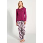 Gd Goldoremi 1776 Büyük Beden Kadın Uzun Kollu Düğmeli Desenli Rahat Pijama Takım