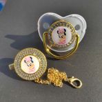 GDIOW121 [yüksek Kalite] Disney Mini Image Bebek Emziği Zincir Klipsli Yenidoğan Bpa Silikonsuz Emzik Parlak Yapay Elmas Bebek Diş Kaşıyıcı (Yurt Dışından) - 1 Yaş - Renkli