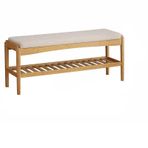 GDMDPTE Bambu Ayakkabı Sehpası Yastıklı, 2 Raf, Giriş Oturma Odası ve Yatak Odası için Şık Depolama Rafı, Sarı (100 x 34 x 42 cm / 39 x 11 x 17 inç)
