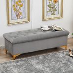 GDMDPTE Modern Kadife Puf, Oturma Odası, Yatak Odası ve Koridor için Yastıklı Ayak Taburesi ve Ayakkabı Rafı, Şık, Gri, 80 x 45 cm, Çok Fonksiyonlu Tasarım