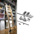 GDMDPTE Siyah sürgülü kapı seti, ahır kapısı stilinde, raylı set, 20 feet/600 cm ray seti, oturma ve tavan arası alanlar için, komple donanım seti, zemin tekerlekleri dahil