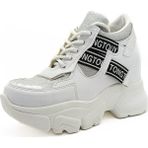 Gdt Ayakkabı Beyaz Renk Gümüş Simli Cilt Gizli Dolgu Topuk 36-40 Numara Kadın Sneakers