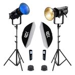 GDX EXC-180RGB-II Rgb Led Video Işığı 2'li Gridli 60x90 Softbox + 260 cm Kalın Işık Ayağı Full Set