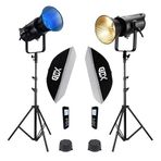 GDX EXC-180RGB-II RGB LED Video Işığı 2’li Set 360W Toplam Güç 2x 60x90 Softbox 260cm Kalın Işık Ayağı