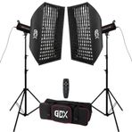 GDX HD-120II C BiColor LED Video Işığı 2’li Set 240W 2x Gridli Softbox 260cm Işık Ayağı