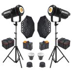 GDX LV-700C-II B Bi Color LED Video Işığı 2'li Gridli 140 Octa Softbox + 260 cm Kalın Işık Ayağı Full Set