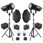 GDX LV-700C-II B Bi Color LED Video Işığı 2'li Gridli 170 Octa Softbox + 260 cm Kalın Işık Ayağı Full Set