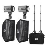 GDX ML60RGB 60W RGB Bataryalı Led İkili Set 60x90 Gridli Softbox 2.6m Işık Ayaklı