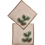 Ge Living Dekoratif Yılbaşı Kozalak Desenli Kokteyl Peçete - 2´adet - 15 x 15 cm - Bej