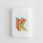 Ge Living K Harfi Nakışlı El Havlusu 30X50 cm | Kişiye Özel Misafir Havlusu - 30 x 50 cm - Beyaz - Pembe - Bej