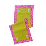 Ge Living Pembe Köpek Desenli Hardal Keten Dekoratif Runner ( 1 Adet ) - 40 x 120 cm