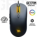 GE171M Rgb Aydınlatma 7200 Dpı Kablolu Gaming Mouse Makrolu Profesyonel Oyuncu Mouse Uygulamalı - Siyah