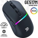 GE517M Rgb Aydınlatma 7200 Dpı Kablolu Gaming Mouse Makrolu Profesyonel Oyuncu Mouse Uygulamalı - Siyah