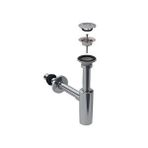 Geberit 151.020.21.1 T Tipi Süzgeç Lavabo Sifonu ve Parlak Krom Süzgeç Kapağı Seti