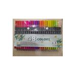 gebzeli Fırça Uçlu Dual Çift Taraflı Keçeli Kalem Seti 48li...fırça Ucu 1-2mm,fineliner Ucu 0,4mm...