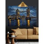 Gece Işıklı Tower Bridge Dekoratif Kanvas - Mdf Ahşap Tablo