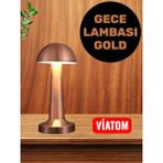 Gece Lambası Şarjlı Dokunmatik Retro Masa Lambası Gold - Masa Lambası