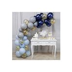 Gece Mavisi Gri makaron Mavi Şeffaf Pullu Balon Seti
