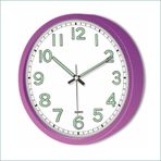 Gece Okunabilen Ultra Mor Kasa 22 cm Sessiz Fosforlu Duvar Saati