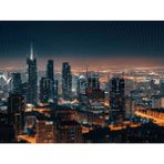 Gece Şehir Manzarası Arka Plan, 200X150CM, Stüdyo Fonu - -