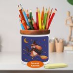 Gece Uçan Cadı Ahşap Seramik Kalemlik - 2147693061 - Renkli