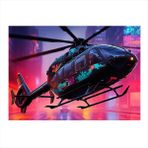Gece Uçan Helikopter Model Mdf tablo 35cm X50cm