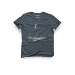 Gece ve Yıldızlar Tasarım Tişört Pamuklu Kısa Kollu Bisiklet Yaka Baskılı Unisex T-shirt, Antrasit, M
