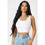 gecem giyim 35566 Gcm Kadın Beyaz Kare Yaka Crop Top Bluz