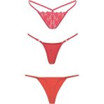Gecko Collection Kadın String Tanga Ip Lastikli Kombin 3 Adet - Kırmızı - S - M