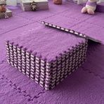 Geçmeli Halı, 12 Adet Peluş Köpük Paspaslar, Kabarık Köpük Paspaslar, Yatak Odası Dekorasyonu için (Koyu Mor, 30 x 30 x 1 cm)