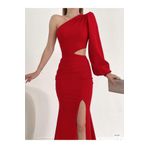 GEDİKMODA Derin Yırtmaçlı Krep Gece Elbisesi Abiye