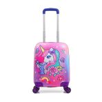 Gedox Kids Lila Pembe Gökkuşağı Unicorn Desenli Kız Çocuk Valizi 154.04 Lila