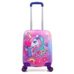 Gedox Kids Lila Pembe Gökkuşağı Unicorn Desenli Kız Çocuk Valizi 154.04