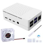 GeeekPi Raspberry Pi 4 kasa, Raspberry Pi 4 fanlı 40 x 40 x 10 mm ve 4 adet Raspberry Pi 4 soğutucu Raspberry Pi 4 Model B 8 GB/4 GB/2 GB (beyaz) için