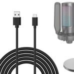 GEEKRIA Creators USB-A Tip C mikrofon kablosu, 3 m, FIFINE AmpliGame A6, HyperX QuadCast S, SoloCast, Logitech G Yeti GX, Tonor TC30 mikrofon kablosu ile uyumlu (siyah)