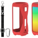 Geekria JBL Pulse 5 Kılıfı ile Uyumlu Silikon Hoparlör Kılıfı, Koruyucu Yumuşak Cilt, Yedek Bluetooth Hoparlörler Omuz Askılı Anahtarlık Kancalı Seyahat Taşıma Kılıfı (Kırmızı)