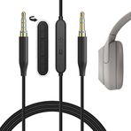 Geekria Mikrofonlu QuickFit Ses Kablosu Sony WH-1000XM4, 1000XM3, XB910N, CH710N Kablo, Sıralı Mikrofon ve Ses Kontrollü 3,5 mm Aux Yedek Stereo Kablo (5,6 ft / 6 ft)