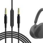 Geekria Mikrofonlu Ses Kablosu Sony WH-1000XM5 WH-1000XM4 WH-CH520 WH-CH720N WH-910N INZONE H5 Kablo, 3,5 mm Aux Yedek Stereo Kablosu, Hat İçi Mikrofonla (6 ft/1,7 m)