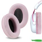 GEEKRIA PRO Ekstra Kalın Örgü Kumaş Yedek Kulak Pedleri, HyperX Cloud II, 2, III, 3, Mix, Alpha, Cloud Flight, Stinger, 2, 2 Core, Revolver S Kulaklık Kulak Yastığı, Kulak Yastıkları (Pembe)