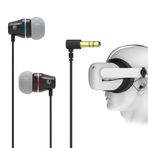 Geekria QuickFit VR Kısa Kulaklıklar, 2 ile Uyumlu, S/M/L Boyutlu Kulak Uçlu Kulak İçi Kulaklıklar, Sanal Gerçeklik Oyun Kulaklığı için 3D 360 Derece Ses Kulaklık (Siyah)