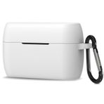 Geekria Silikon koruyucu kılıf, Jabra Elite 4 Active True Wireless kulaklık ile uyumlu, kulaklık koruyucu kılıfı, anahtarlık kancalı, şarj bağlantısı, ön LED görünür (beyaz)