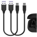 Geekria Tip C Kulaklık Kumaş Örgülü Hızlı Şarj Kablosu, Beats Fit Pro, Studio Buds, Flex Charger ile Uyumlu, Kısa USB'den USB-C'ye Çıkarılabilir Şarj Kablosu (1 ft / 30 cm 2 Paket)